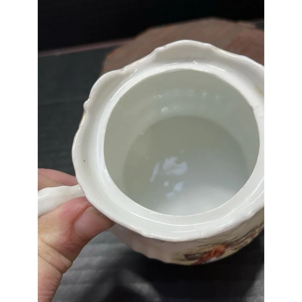 Sugar Bowl Lid Porcelain Vtg Old Women in the Shoe Cottagecore Farm Shabby Chic - Picture 10 of 14